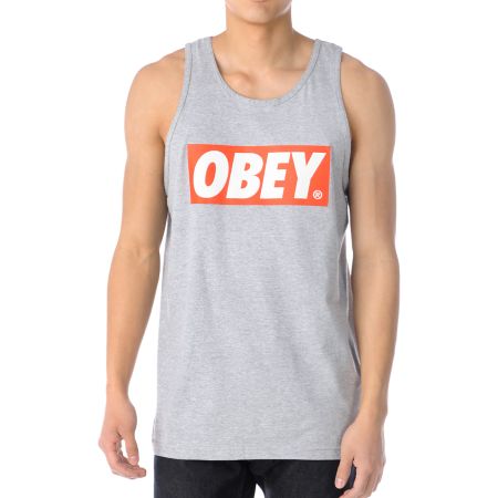 Obey Bar Logo Heather Grey Tank Top 