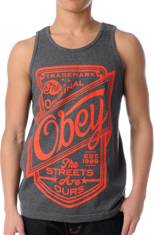 Obey Streets Are Ours Heather Charcoal Tank Top