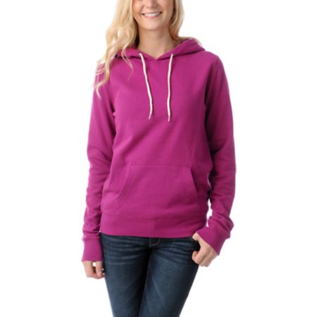 Zine Girls Solid Magenta Pullover Hoodie
