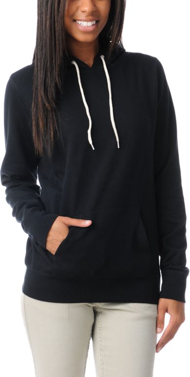Zine Girls Solid Black Pullover Hoodie