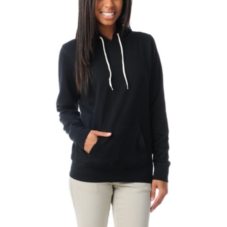 Zine Girls Solid Black Pullover Hoodie
