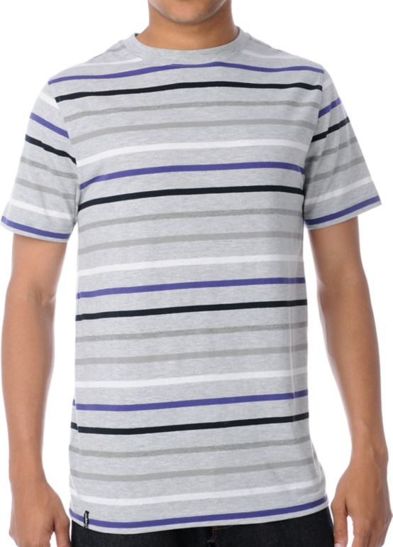 Empyre SK Grey Black & Purple Striped Tee Shirt