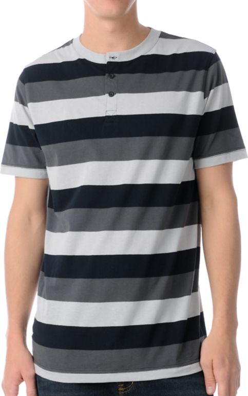 Empyre Sultan Grey Stripe Henley Shirt