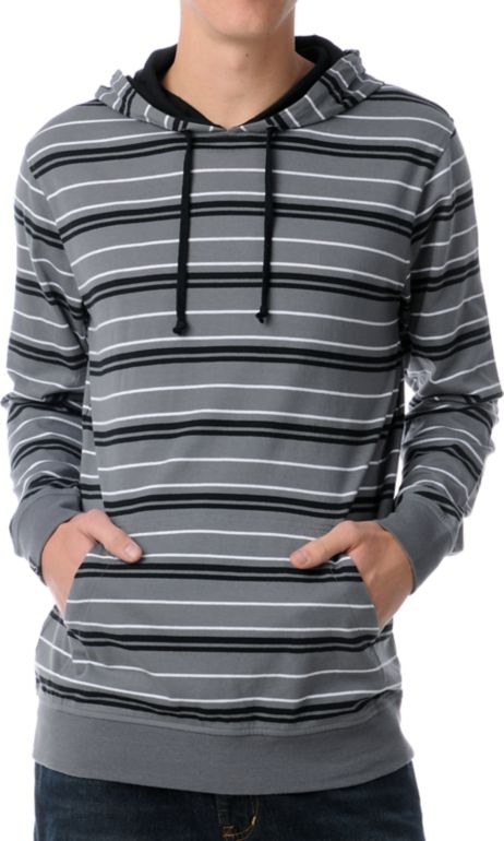 Empyre BTW Grey Stripe Pullover Hooded Shirt