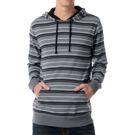 Empyre BTW Grey Stripe Pullover Hooded Shirt