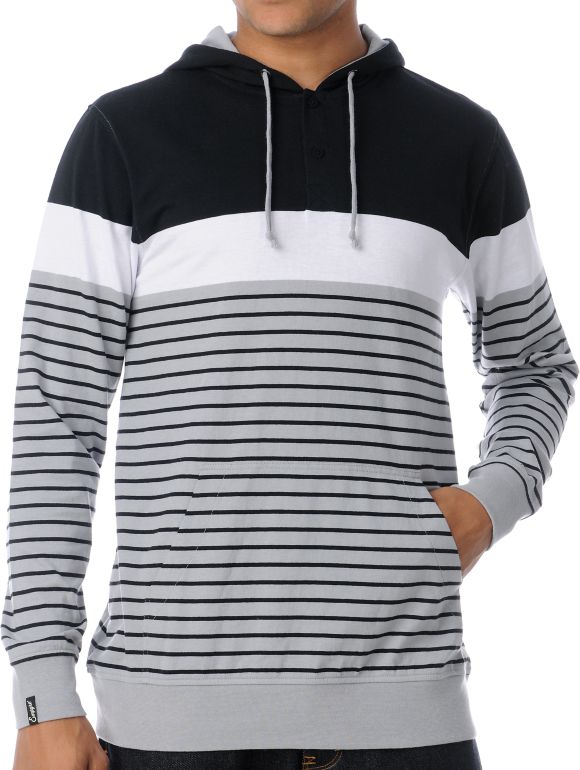 Empyre Vader Grey Stripe Knit Henley Hoodie