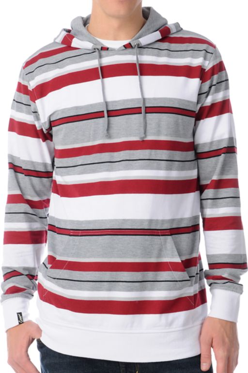 Empyre Loader Red & Grey Stripe Knit Hoodie