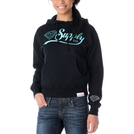 Diamond Supply Girls Diamondaire Black Pullover Hoodie