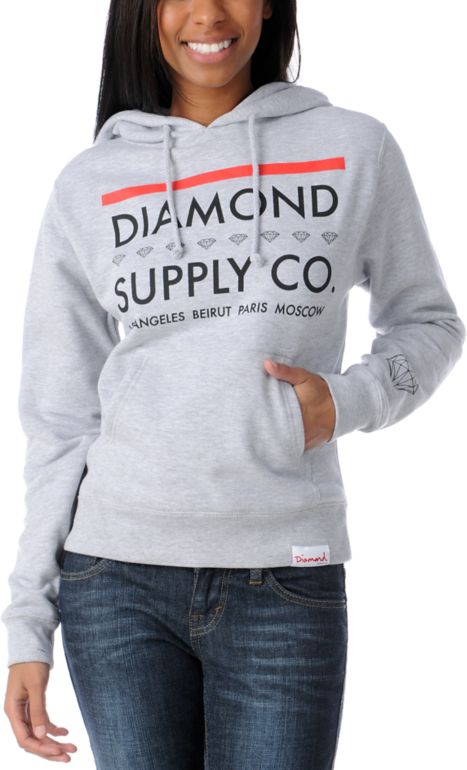 Diamond Supply Girls Roots Grey Pullover Hoodie
