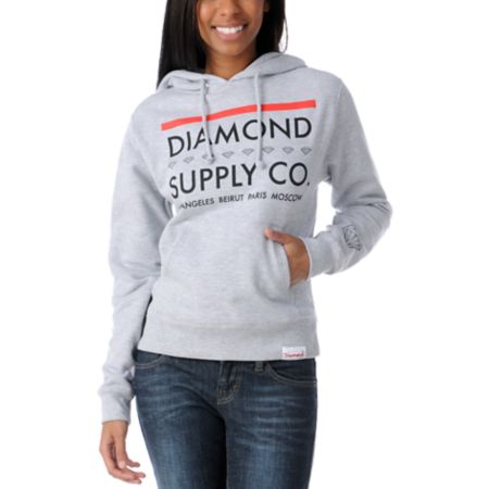 Diamond Supply Girls Roots Grey Pullover Hoodie 