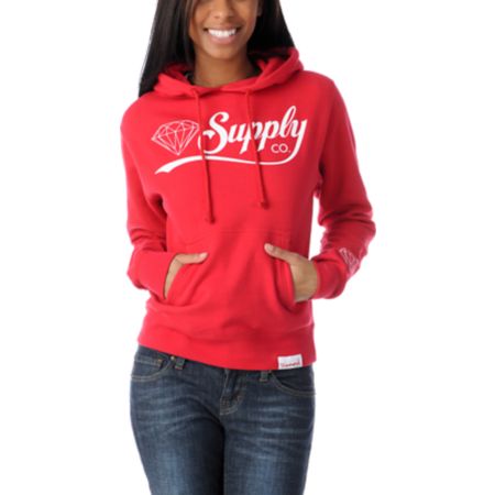 Diamond Supply Girls Diamondaire Red Pullover Hoodie