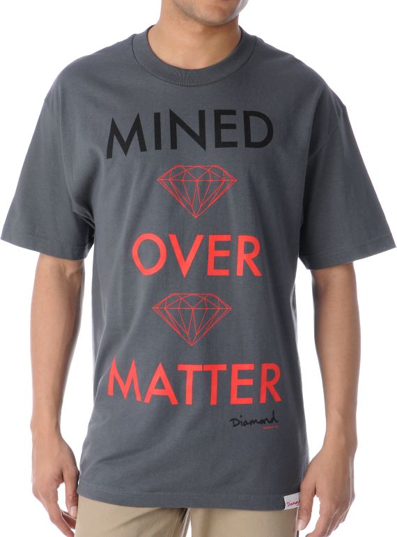 Diamond Supply Mined Over Matter Charcoal Tee Shirt