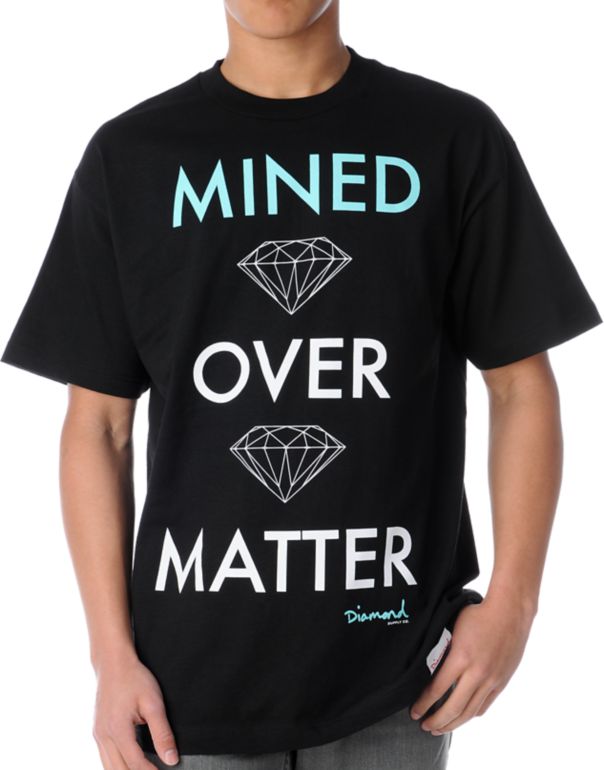 Diamond Supply Mined Over Matter Black & Mint Tee Shirt