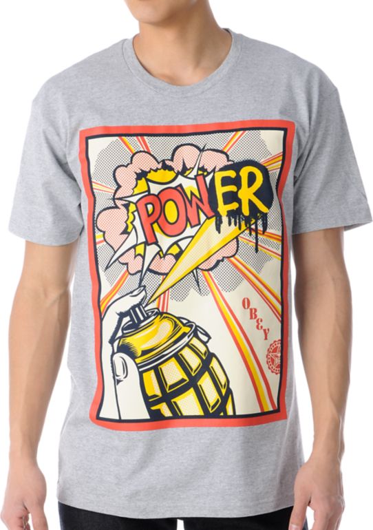 Obey Power Heather Grey Tee Shirt