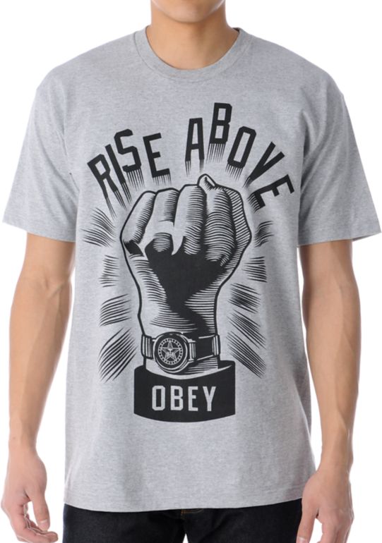 Obey Rise Above Heather Grey Tee Shirt