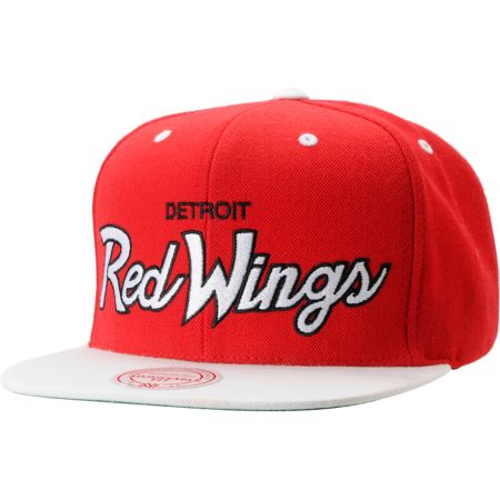 NHL Mitchell and Ness Detroit Red Wings Script Snapback Hat