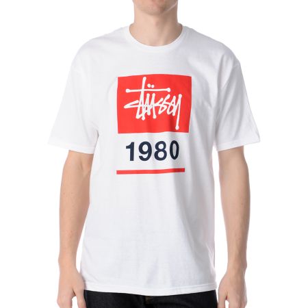 Stussy Stock Box White Tee Shirt 