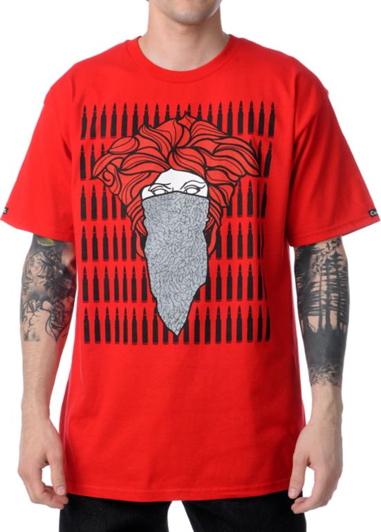 Crooks and Castles Crackle Bandito Red Tee Shirt