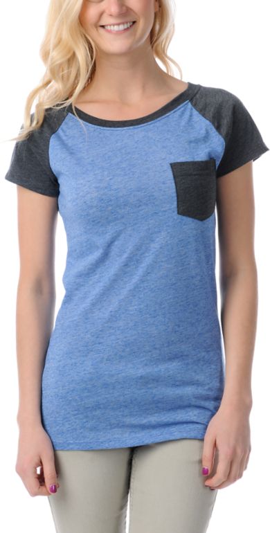 Empyre Petra Caribbean Blue Raglan Sleeve Tee Shirt