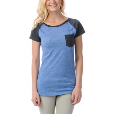 Empyre Petra Caribbean Blue Raglan Sleeve Tee Shirt