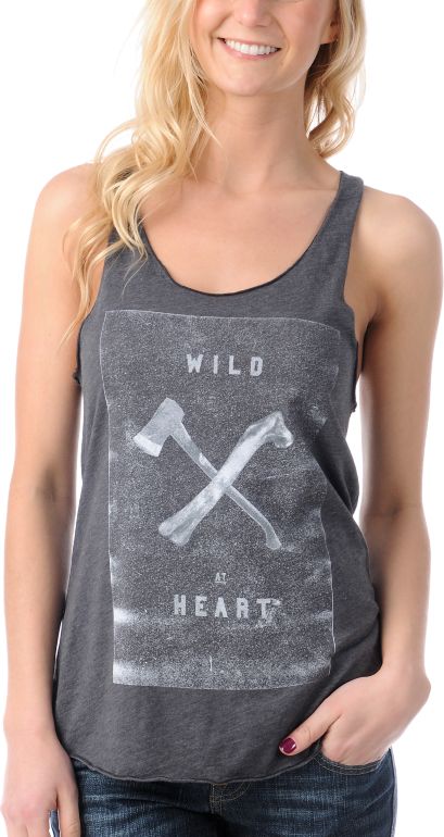 Glamour Kills Wild At Heart Charcoal Black Racerback Tank Top