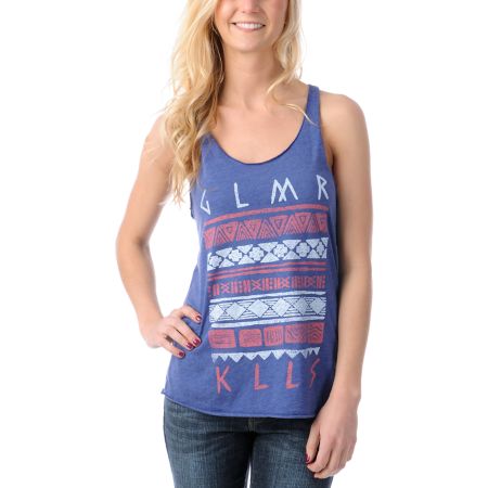 Glamour Kills Aztec Guide Purple Racerback Tank Top
