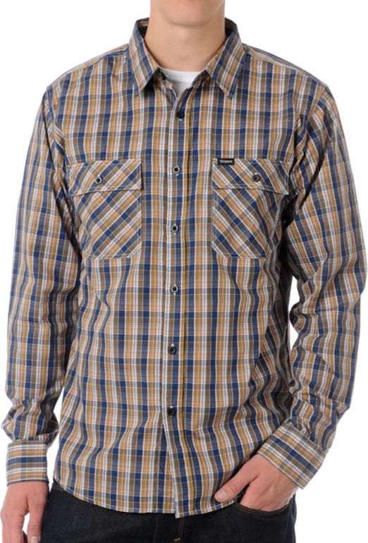 Brixton Memphis Navy Long Sleeve Button Up Shirt