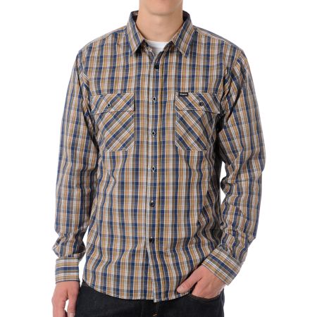 Brixton Memphis Navy Long Sleeve Button Up Shirt 