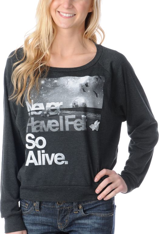 Glamour Kills Hunting To Feel Black Crewneck Raglan Top