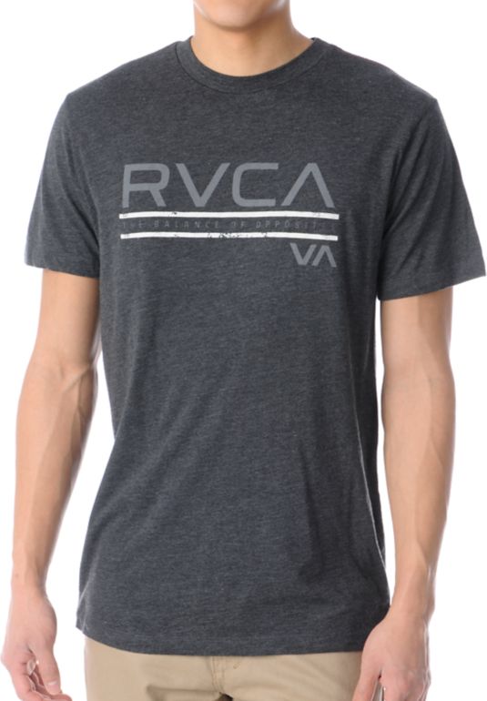 RVCA Distressed Stripes Charcoal Tee Shirt