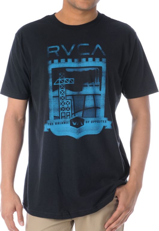 RVCA Fallow Grid Black Tee Shirt