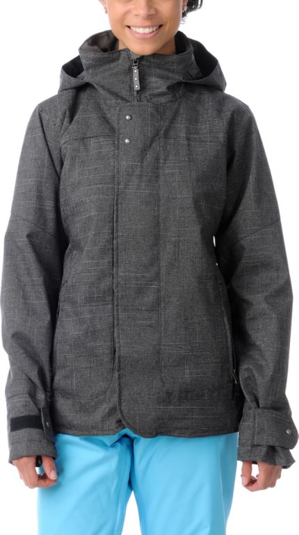 Burton Jet Set Black Plaid 10K Girls Snowboard Jacket
