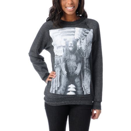 Glamour Kills Bearly Human Charcoal Grey Crew Neck Sweatshirt