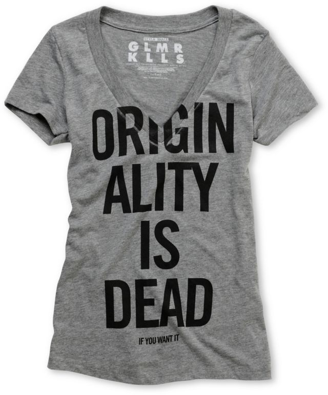 Glamour Kills Yon And Joko Heather Grey V-Neck Tee Shirt