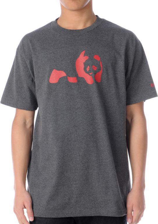 Enjoi Panda Charcoal & Red Tee Shirt