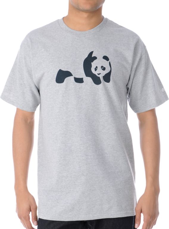 Enjoi Panda Heather Grey & Navy Tee Shirt