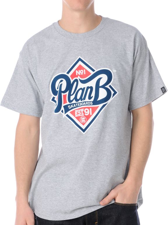 Plan B Crest Heather Grey Tee Shirt
