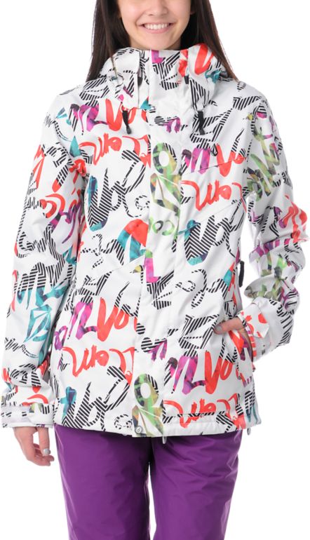 Volcom Girls Cremini Script Stripe Snowboard Jacket