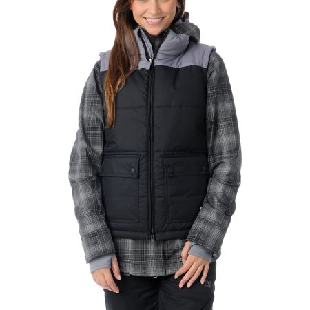 Nike Bellevue Black Plaid 10K Girls Snowboard Jacket