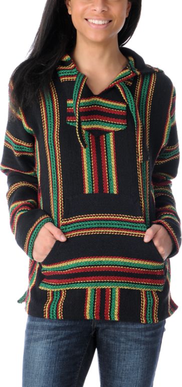 Senor Lopez Girls Black Rasta Poncho