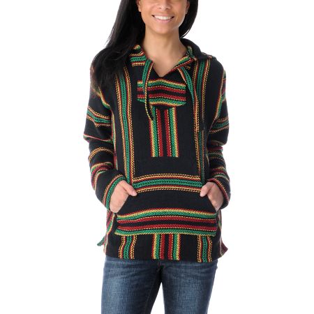 Senor Lopez Girls Black Rasta Poncho