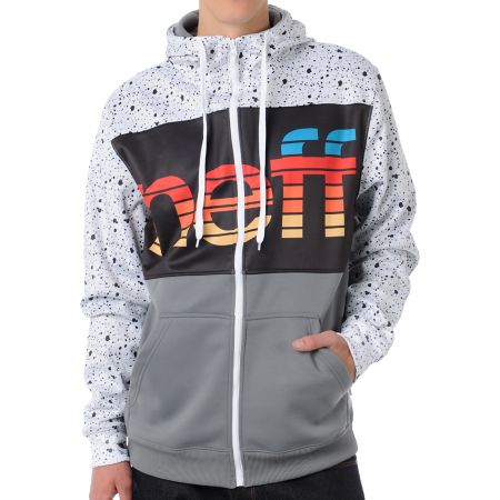 Neff Spritz White, Black & Grey Zip Up Tech Fleece Jacket