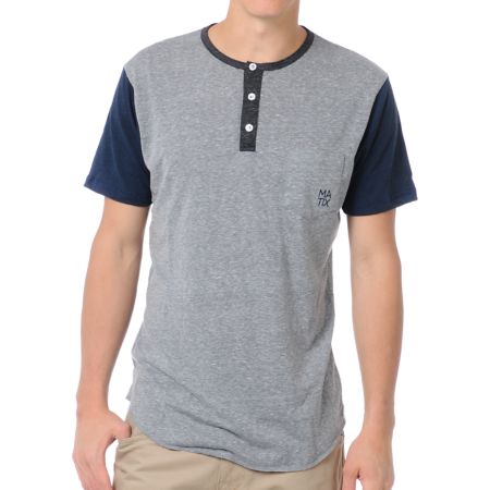 Matix Monostack Grey Premium Henley Tee Shirt