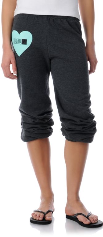 Young & Reckless Reckless Heart Charcoal & Turquoise Girls Sweatpants