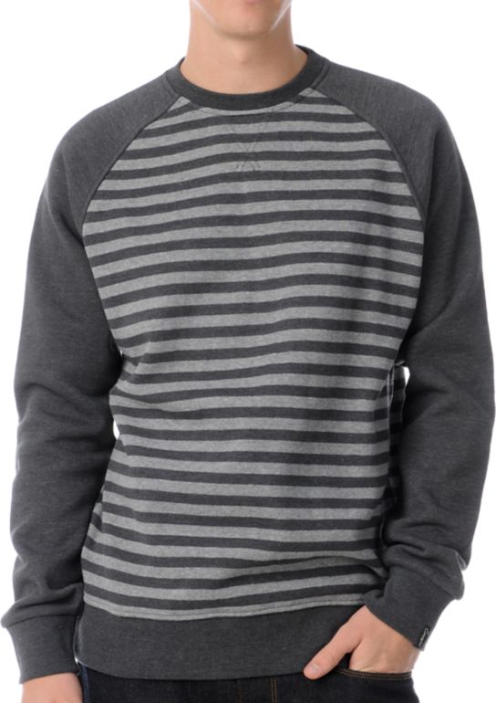 Empyre Hailford Charcoal Stripe Crew Neck Sweatshirt