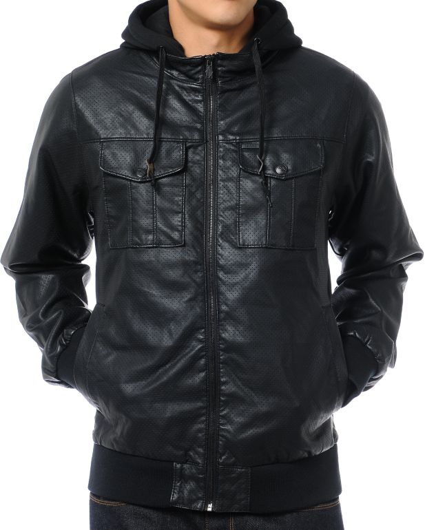 Dravus Heartbreaker Black Perforated Faux Leather Jacket