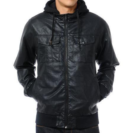 Dravus Heartbreaker Black Perforated Faux Leather Jacket