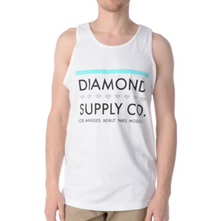 Diamond Supply Roots White Tank Top 