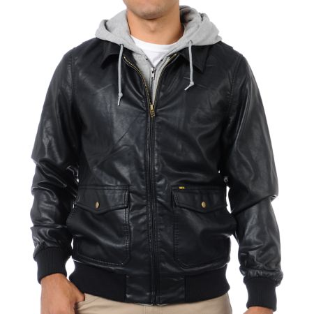 Obey Easton Black Hooded Bomber Jacket