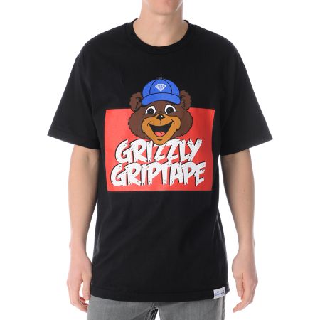 Diamond Supply Co Grizzly Grip Mascot Black Tee Shirt 